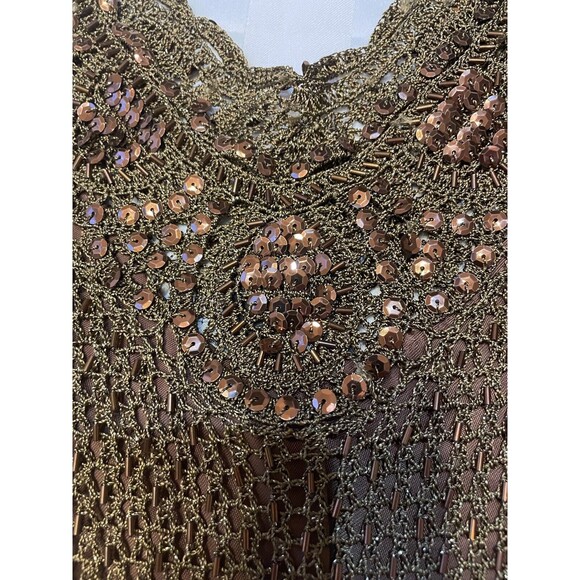 KM Collection By Mills Bell Brown Toned Beaded Top Size M NWT - Picture 5 of 6